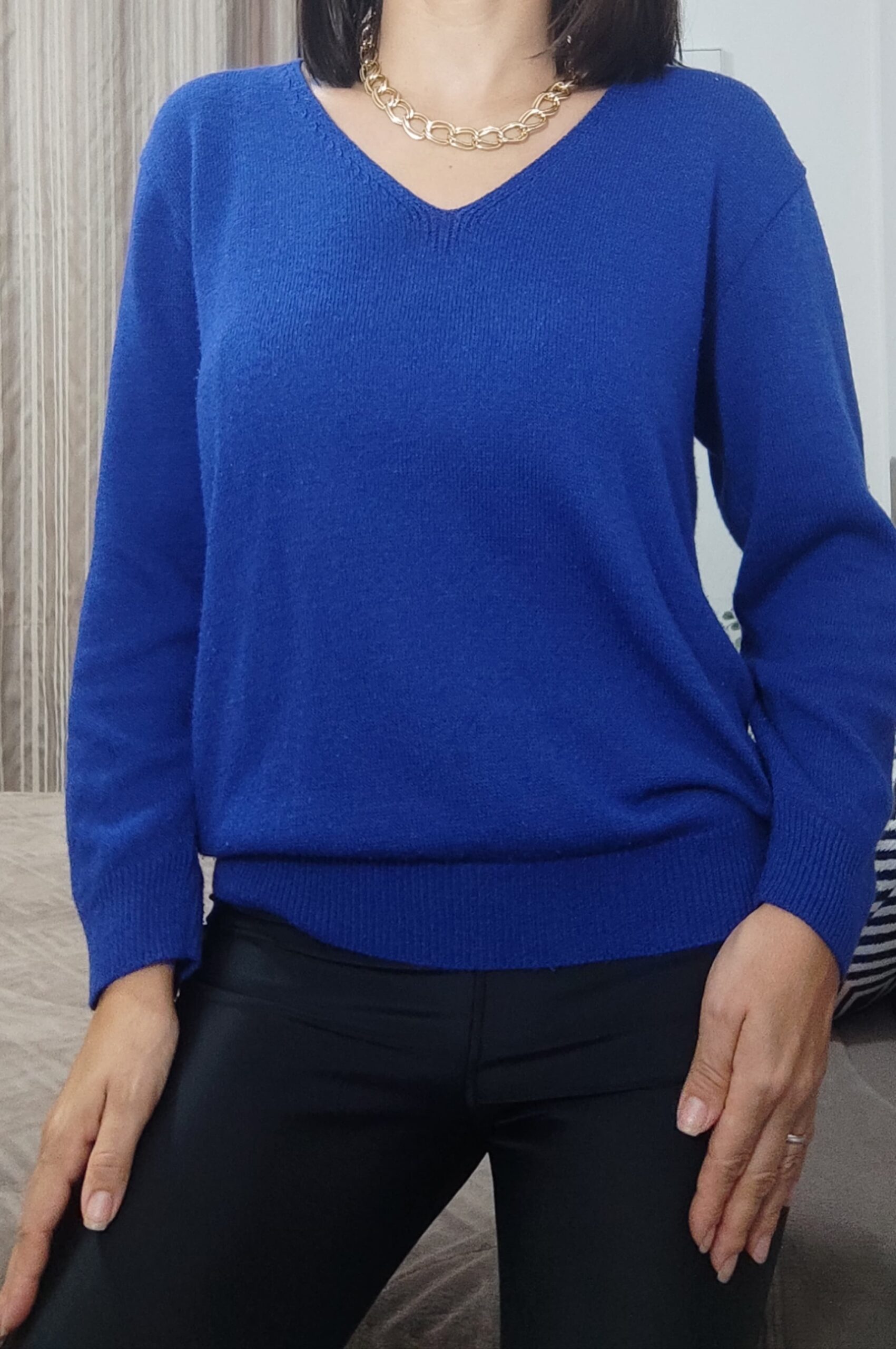Blusa Tricô Gola V (M) - Imagem 5