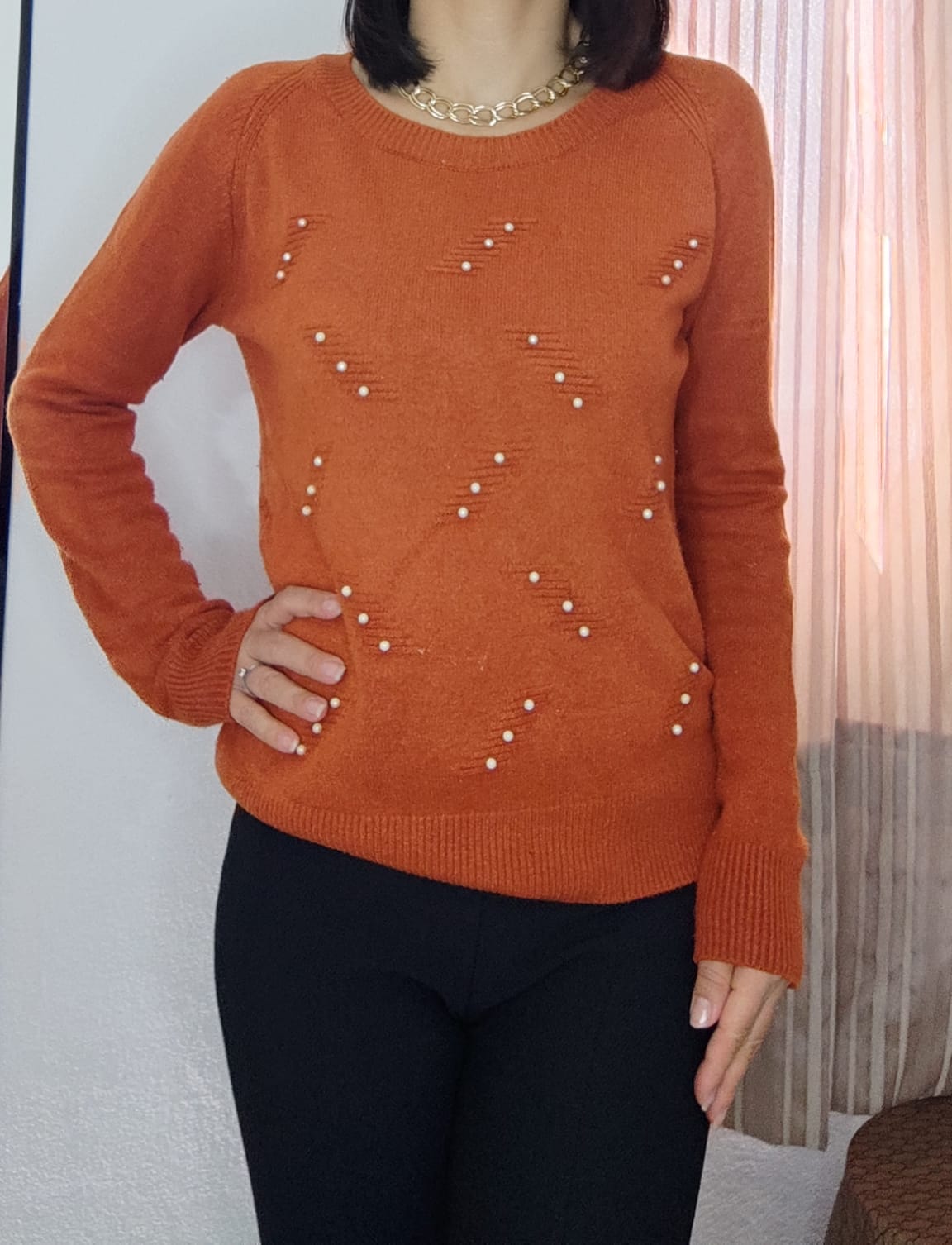 Blusa de Tricô com Pérolas (M) - Imagem 3