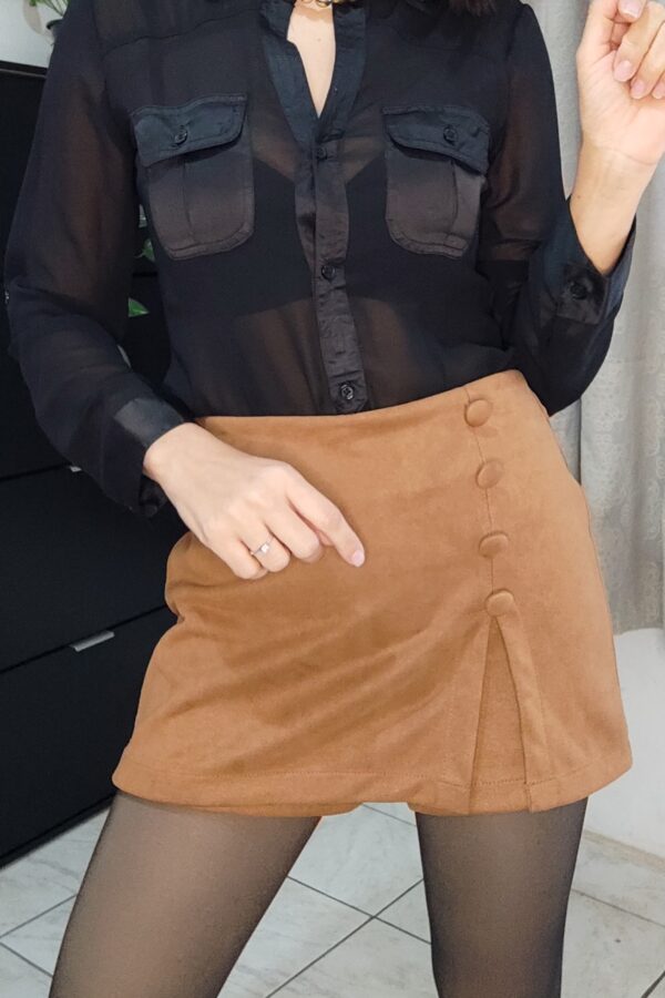 Short Saia Suede Caramelo (P)