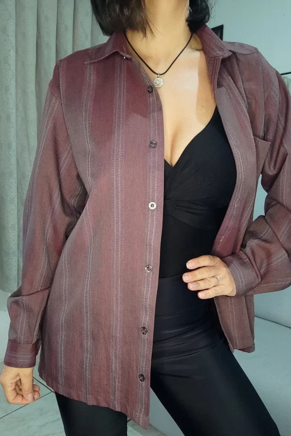 Camisa Vinho Listrada (G)