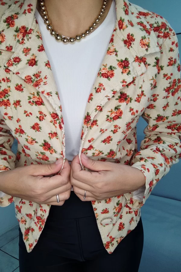 Blazer Cotelê Floral Vintage (M)